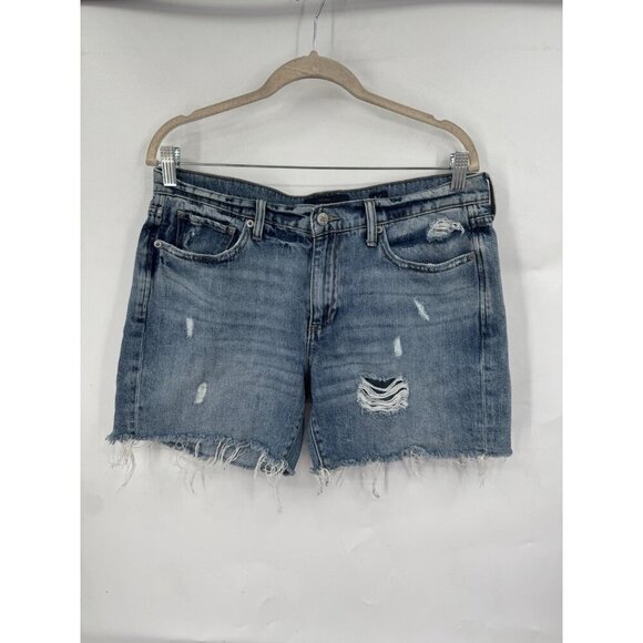 Lucky Brand The Boyfriend Denim Shorts Women 6/28 Blue Wash Distressed Preppy - Picture 1 of 11